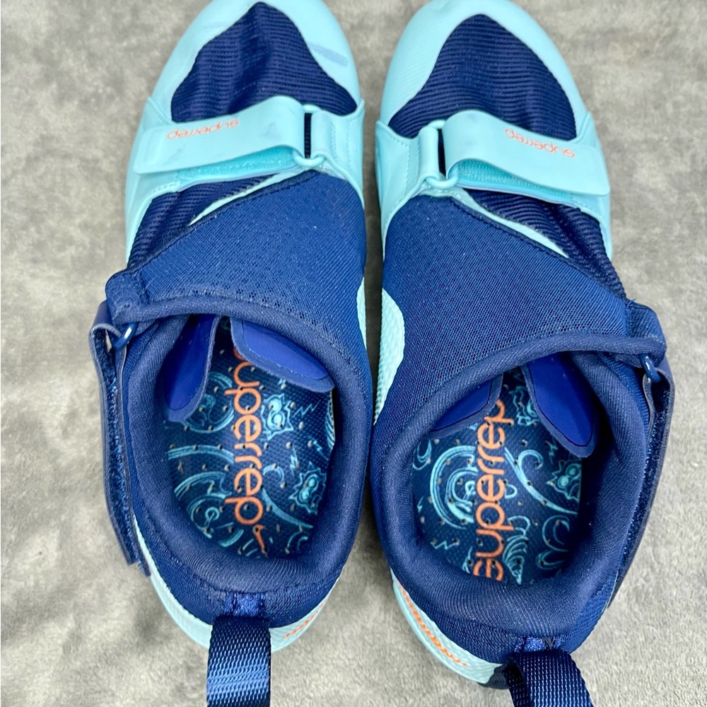Nike SuperRep Cycling Shoes Men’s Cleats Blue and Teal with Orange Highlights - Picture 6 of 10